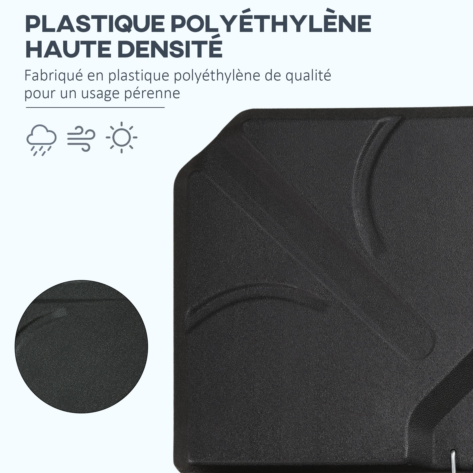 Outsunny Lot de 4 lestages pour parasols Dalles de Parasol déporté carré polyéthylène - À remplir d'eau ou de Sable jusqu'à 56/72 kg - 103 x 103 x 8,3 cm Noir