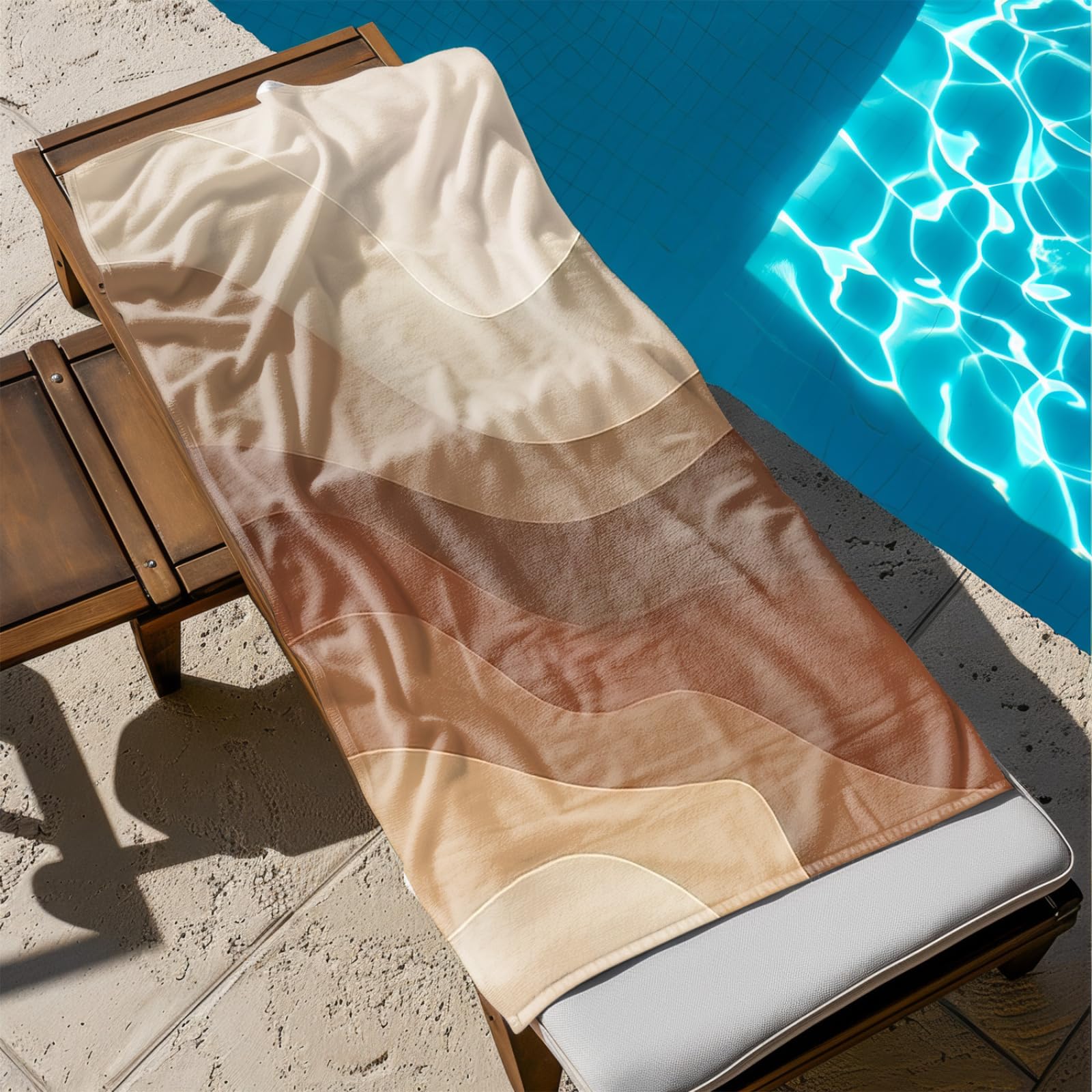 Genérico Toalla Playa Grande Patrón Marrón Claro Microfibra Secado Rápido Oversize Toalla Sin Arena Súper Ligera Piscina Camping Picnic Yoga Gimnasio Y Deportes Viaje