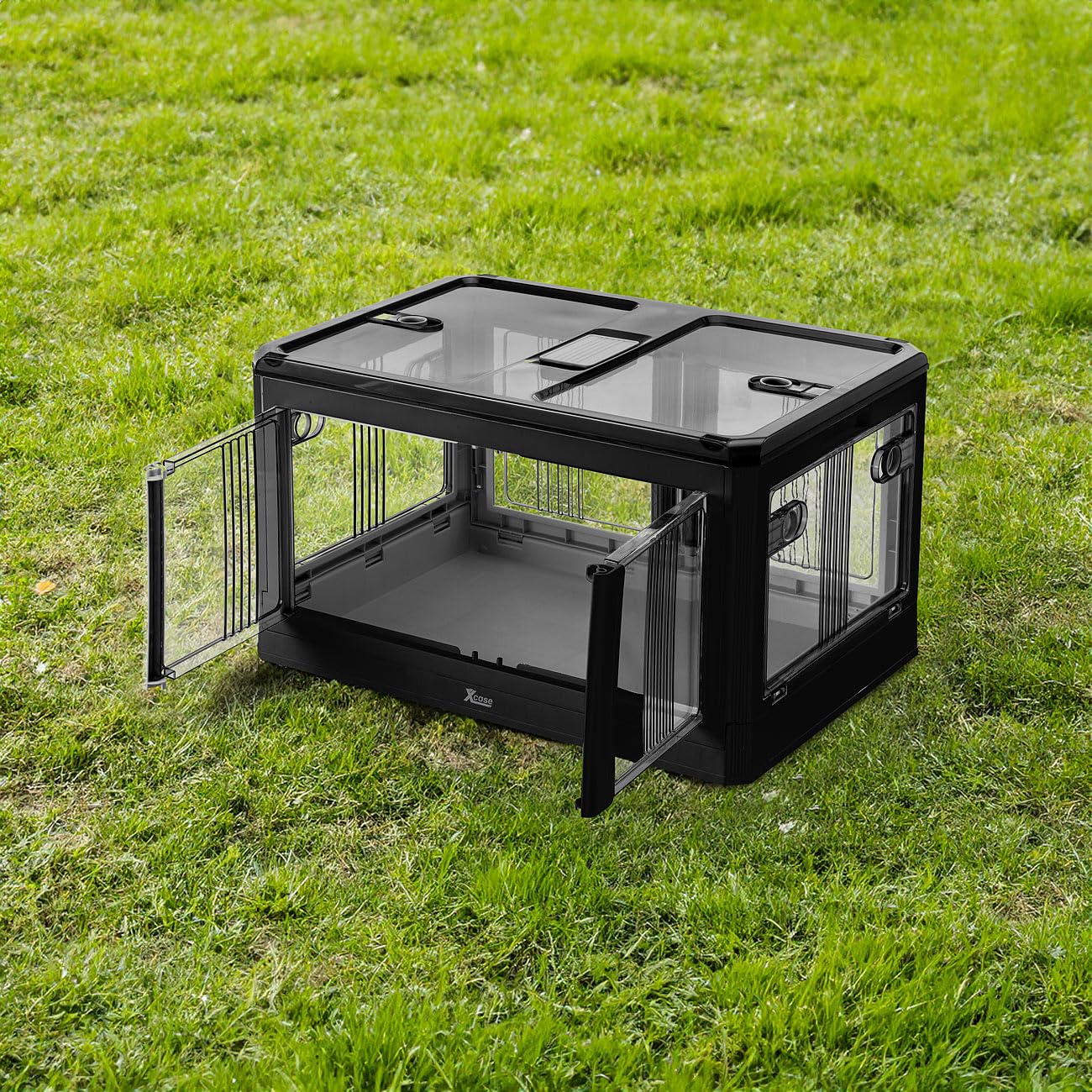 Xcase Box: Faltbare Rollbox mit Deckel und Türen, 85 Liter, schwarz (Faltbare Boxen, Stauboxen, Regal)