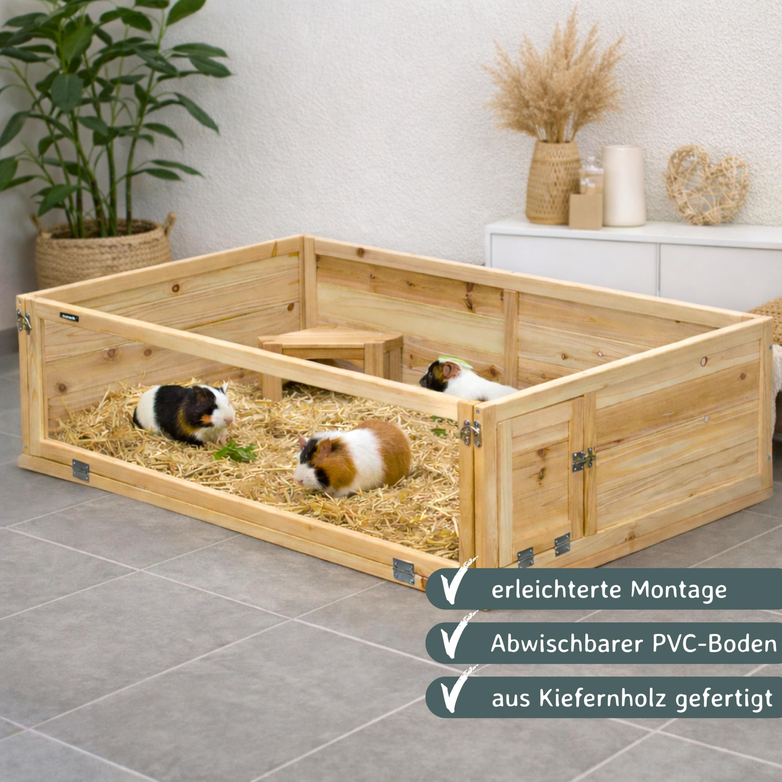 Indoor Freilaufgehege Freigehege Auslauf für Kleintiere, Meerschweinchen, Hamster - Natur - 110x70x30 cm