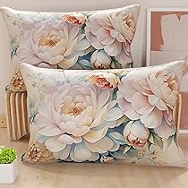 PETTI Artigiani Italiani – Coppia di Federe Cuscino 80×40 cm in Microfibra, Cuscini Arredo Camera da Letto, Divano, Salotto, Set 2 Fodere Copricuscino, Federa Floreale 35, 100% Made in Italy