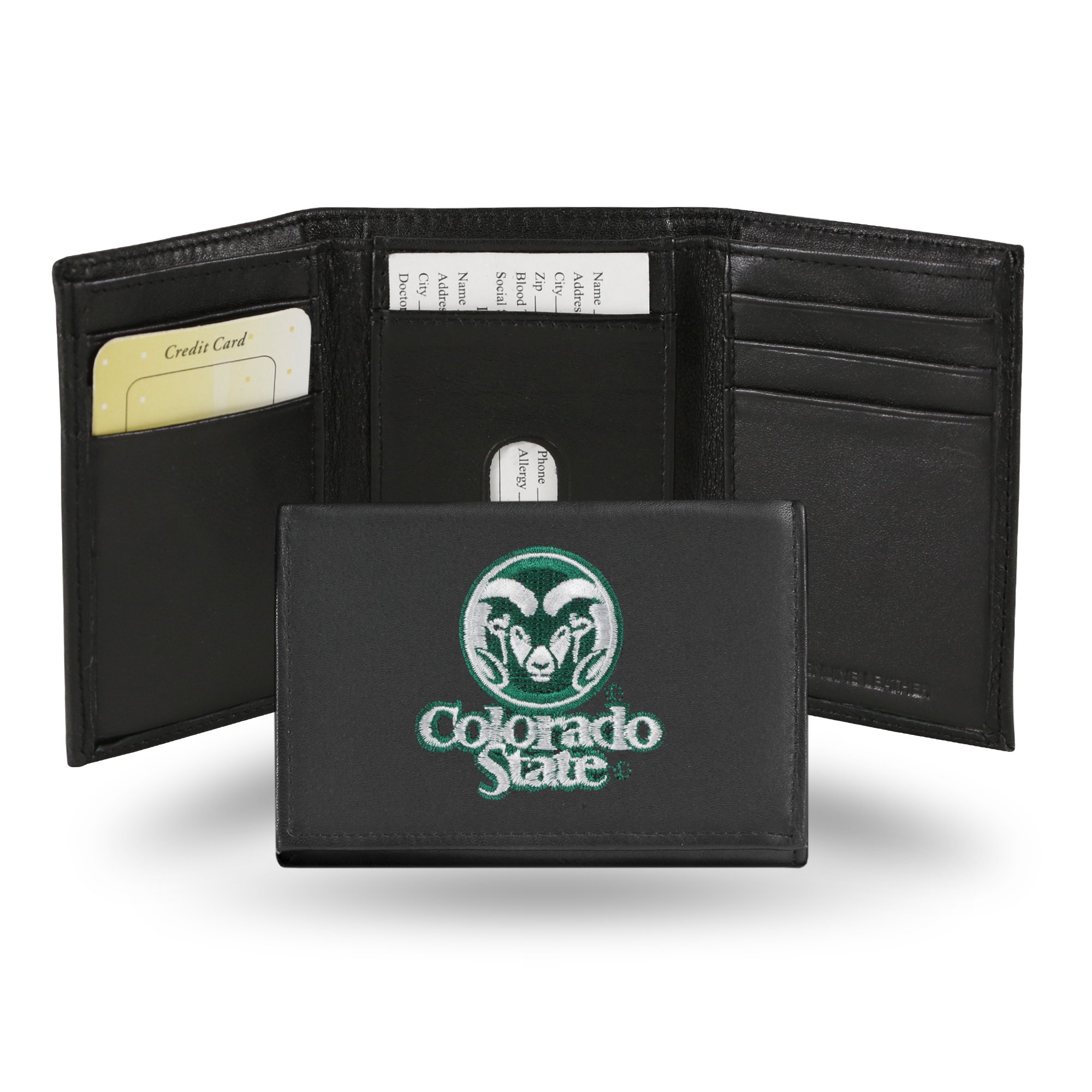 Rico Industries NCAA Colorado State Rams Embroidered Genuine Leather Tri-fold Wallet 3.25
