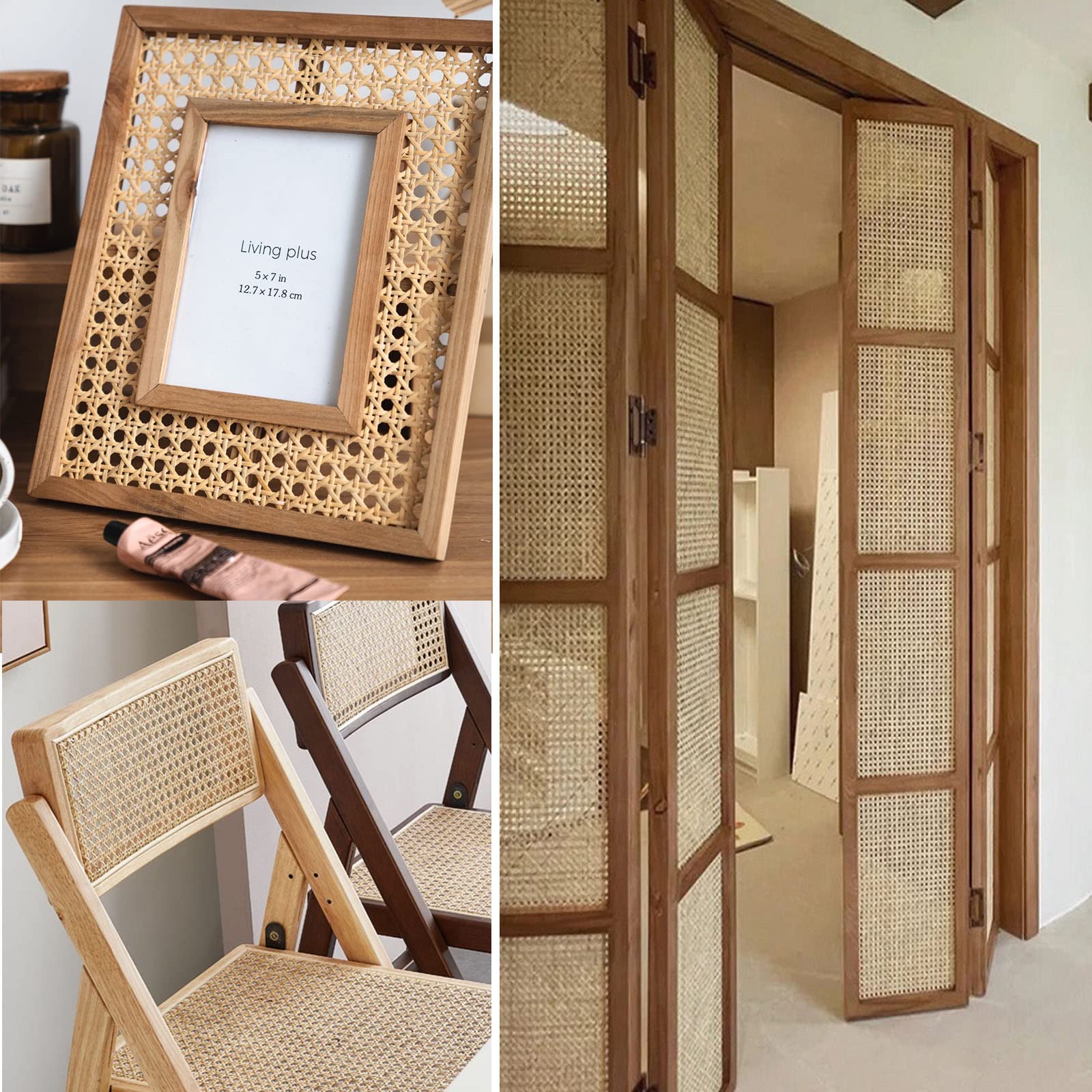 Rattan Rotolo Paglia di Vienna per Sedie Sgabelli,Sostituzione per Sedie Thonet Bistrot,Rotolo di Fettuccia in Rattan Naturale,Foglio di Tessitura di Canna Vimini Sedia per Riparazione Seduta Rattan (