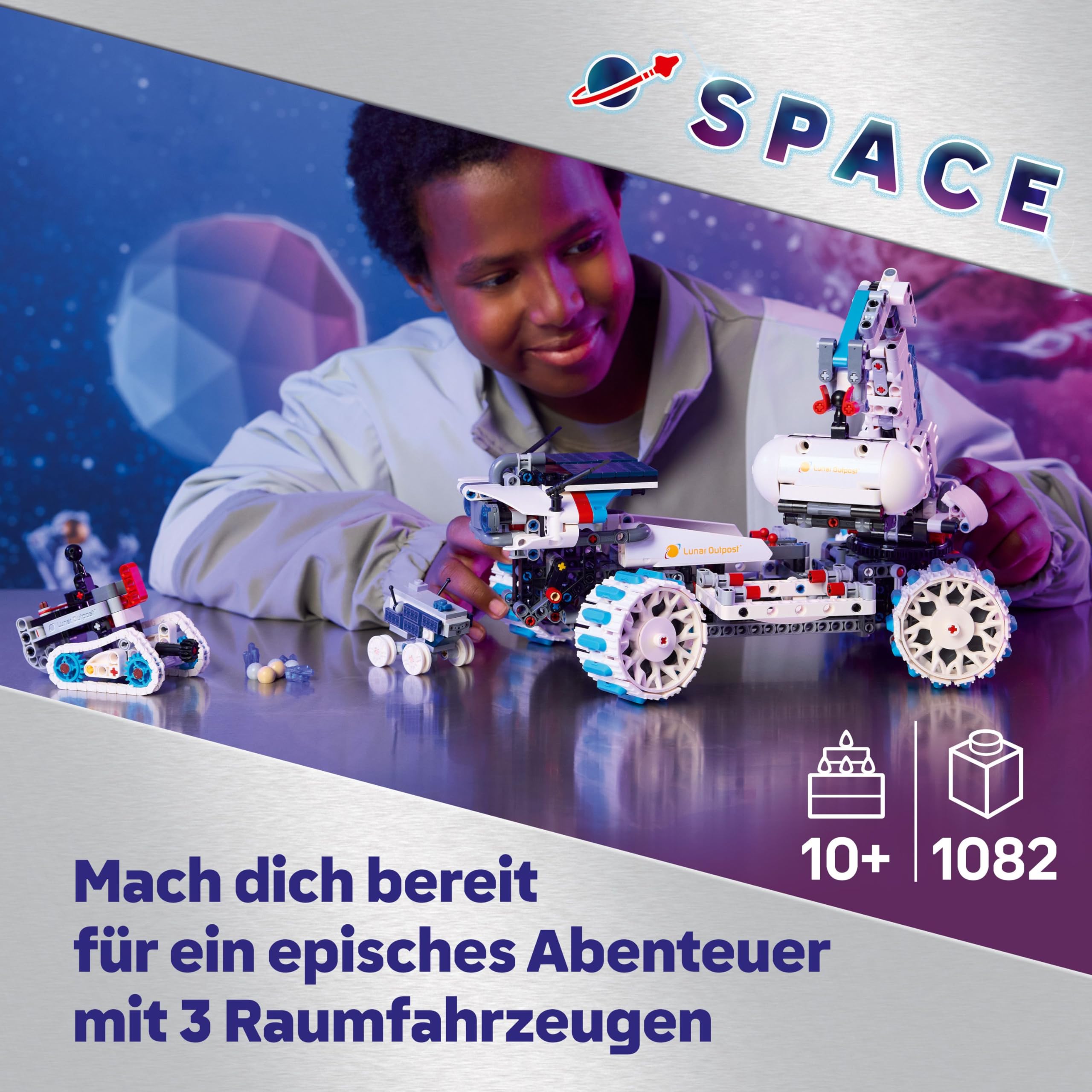 LEGO Technic Lunar Outpost Mondrover-Raumfahrzeug - Interaktives Spielzeug - Kran und Sonnenkollektoren - Robotermodell zum Bauen und Spielen - Geschenk für Jungen und Mädchen ab 10 Jahren 42211