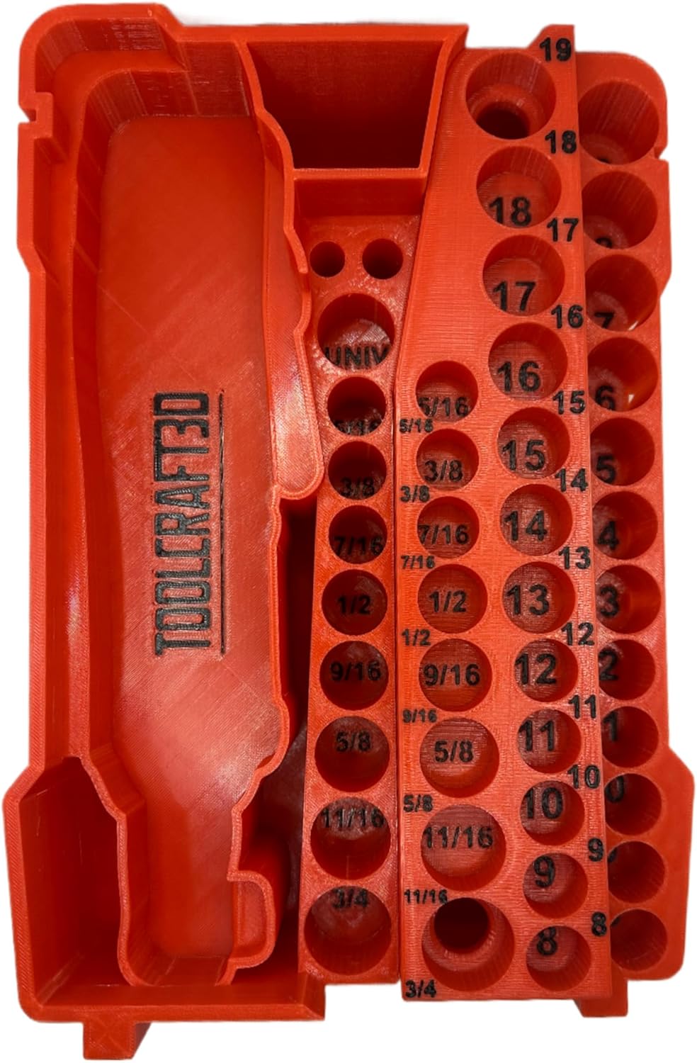 ToolCraft3d Design 3d Printed Insert designed for Milwaukee M12 3/8 Ratchet and Packout Organizer (Insert Only) (Red)