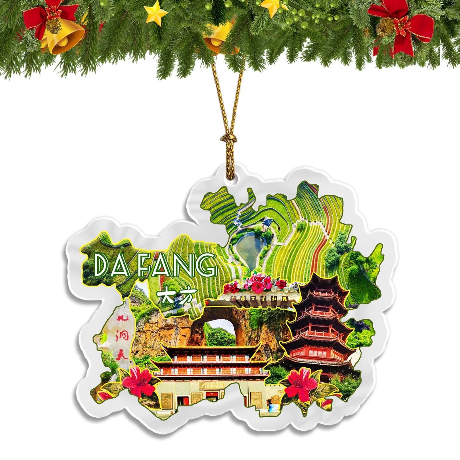 China DaFang Christmas Ornament Acrylic Christmas Tree Pendant Decorations Classic Travel Souvenir Gift Collection -588