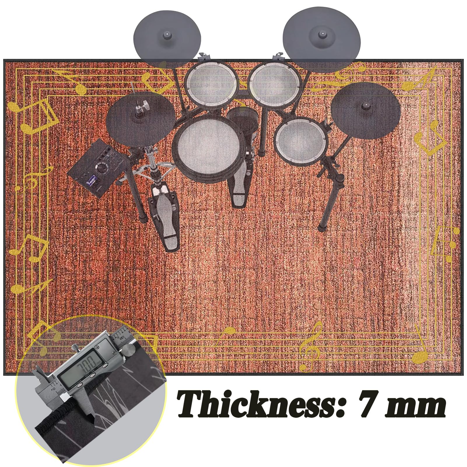 Dywaniki akustyczne Dywan Bateria Bęben Dywan Dźwiękoszczelny Dywan Elektroniczny Bateria Dywaniki Prostokątne do Bombo Pudełko Antypoślizgowa Mata Akumulatorowa 160 x 120 cm
