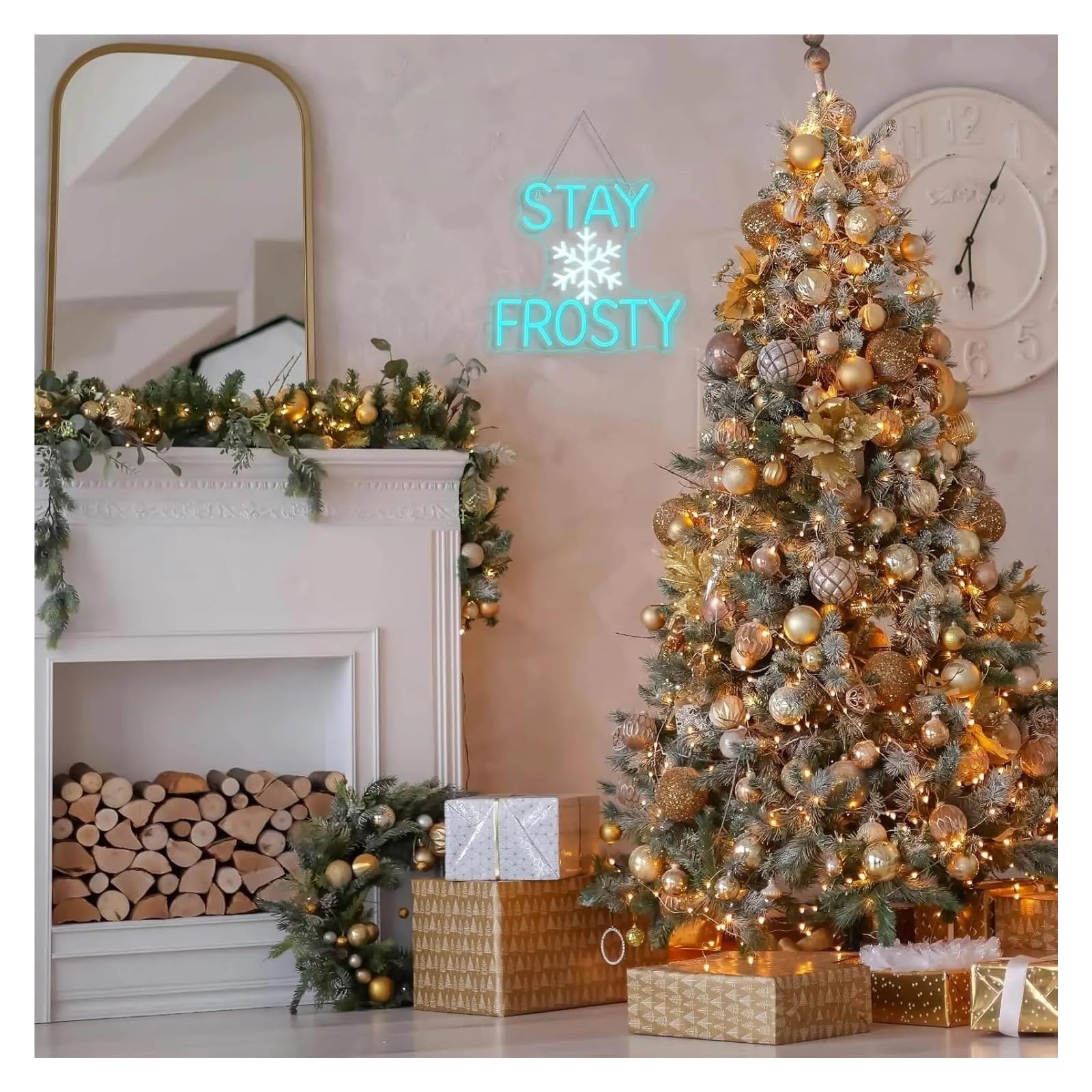 Wiszące neony artystyczne Neon Stay Frosty Śnieżynka Światło LED USB Ściemnialna Do Baru Śnieżnego Impreza Sypialnia Domek Prezentacja Dekoracja Urodzinowa 35cmx32cm