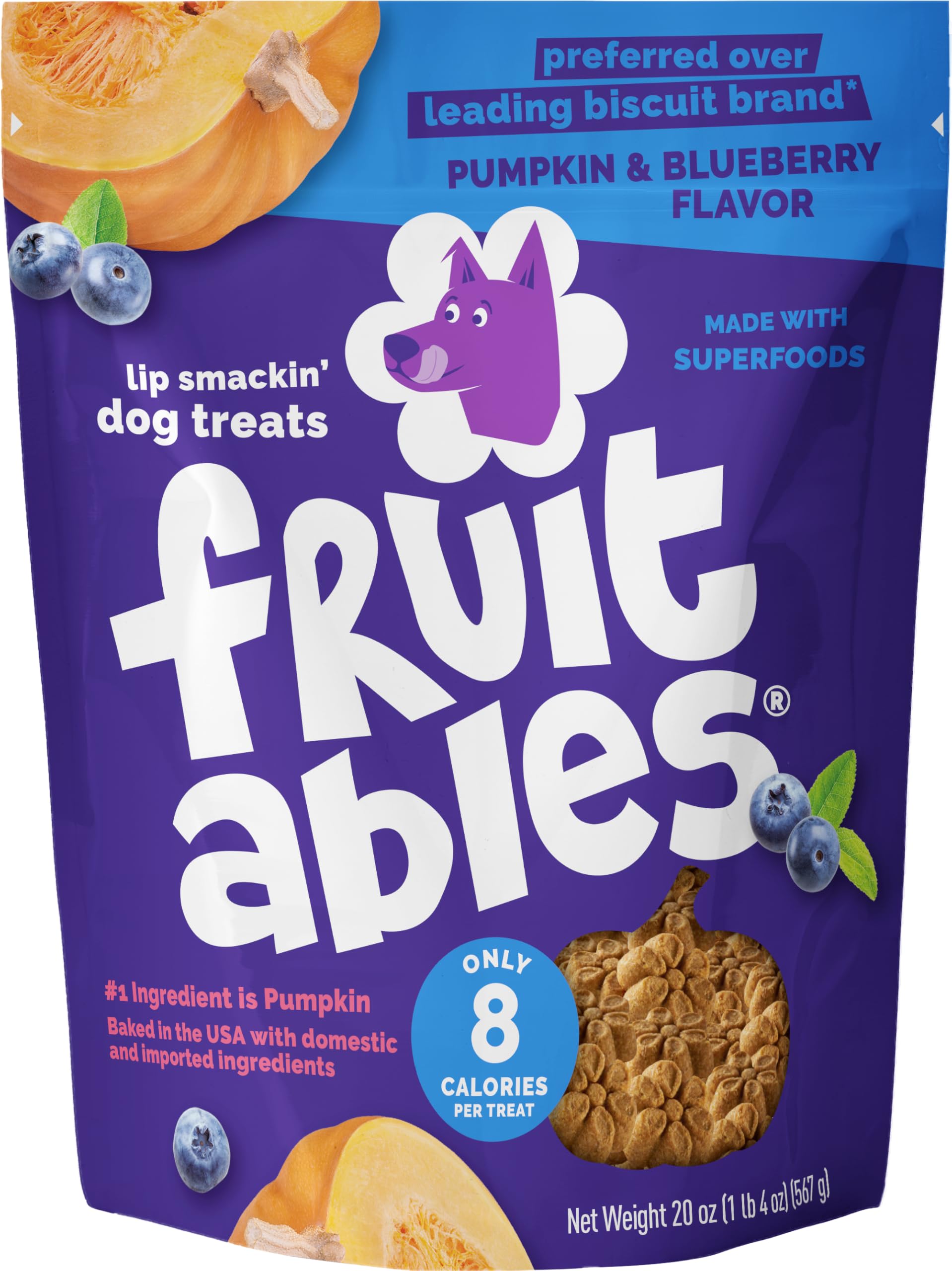 Fruitables Baked Dog Treats, Pumpkin Snacks for Dogs, Low Calorie & Delicious, No Wheat, Corn or Soy, Healthy Puppy Training Treats, Made in The USA,