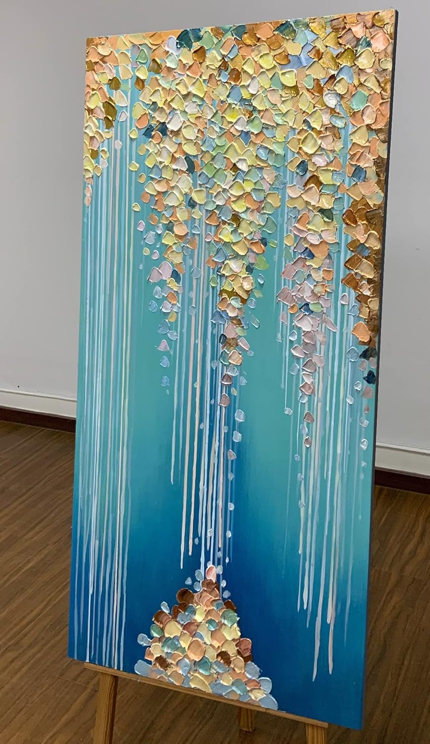 yotree paintings, 24x48 inch paintings oil hand painting 3d hand-painted on canvas abstract artwork art wood inside framed hanging wall decoration abstract painting