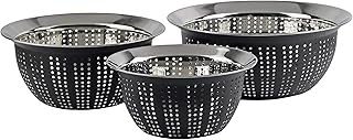 【BLKP】 パール金属 パンチング ボール ざる 限定 ブラック 15cm / 18cm / 21cm ステンレス製 3点セット BLKP 黒 AZ-5036