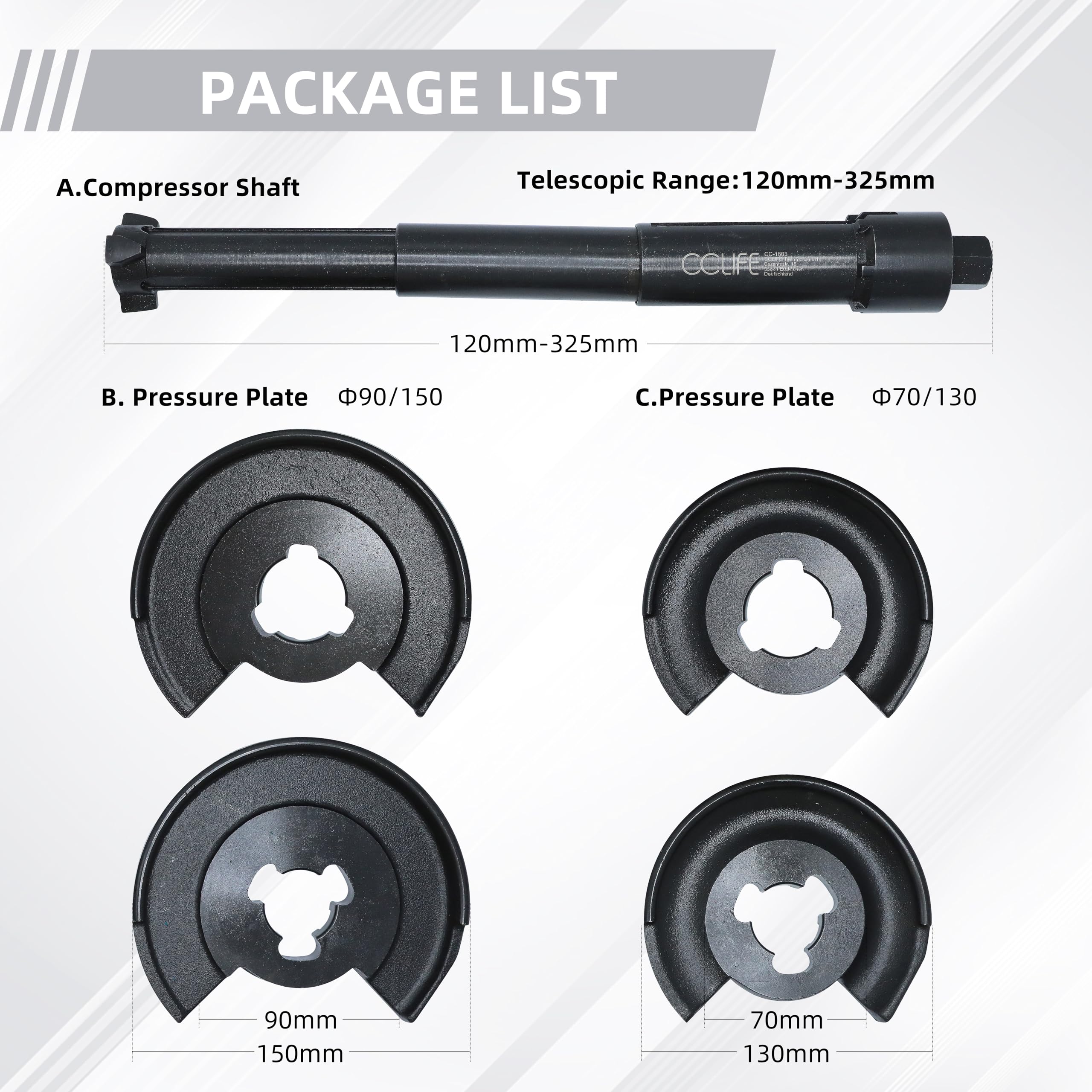 CCLIFE Compresor de Muelles Interiores Compresor Muelles Amortiguador Herramienta Tensora de Muelles Interiores W201 W203 W124 W126 | Compatible con Mercedes-Benz W201, W203, W124 y W126 para el cambio de puntal profesional