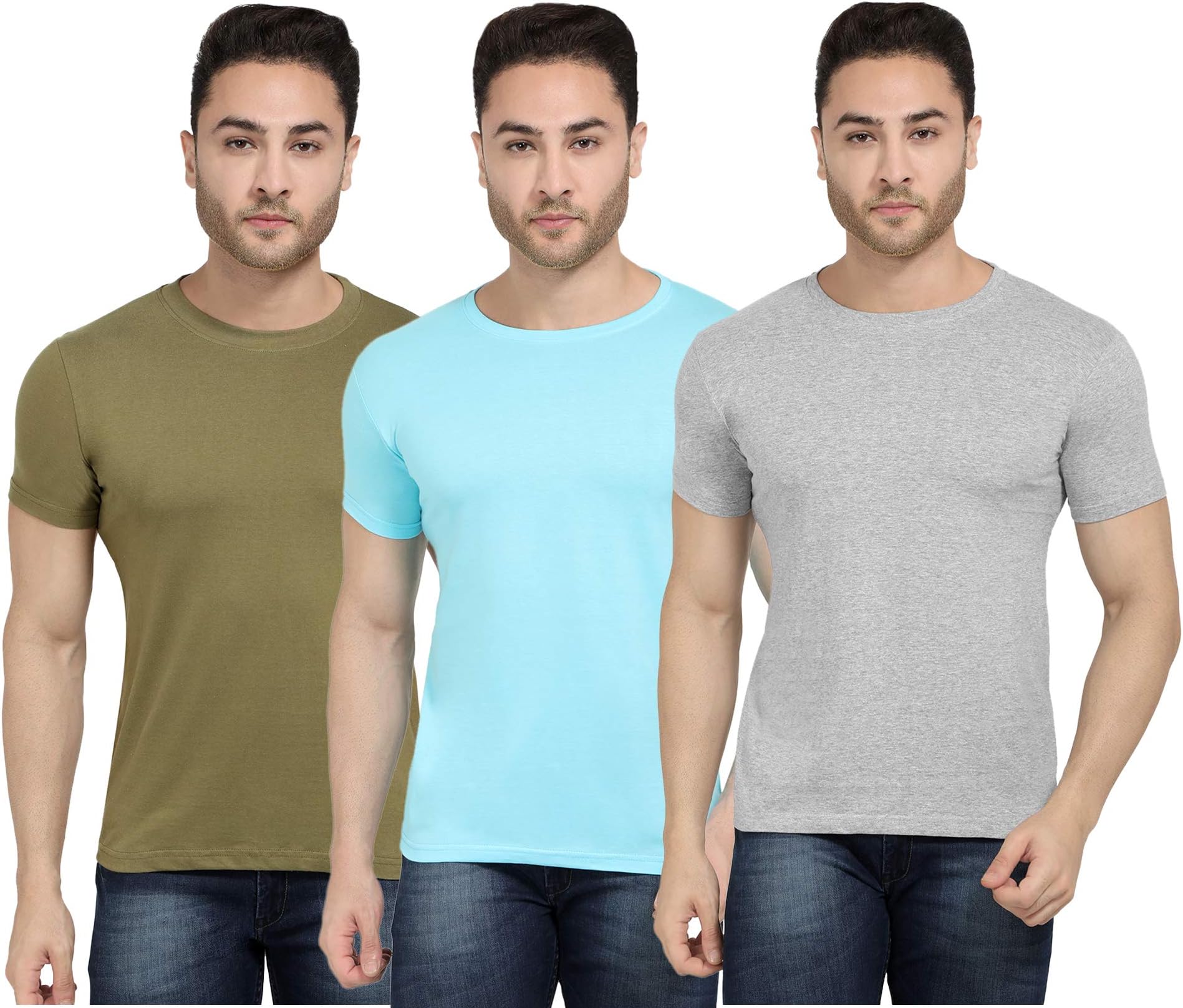 The Cotton Company Men's Regular Fit T-Shirt (Pack of 3)