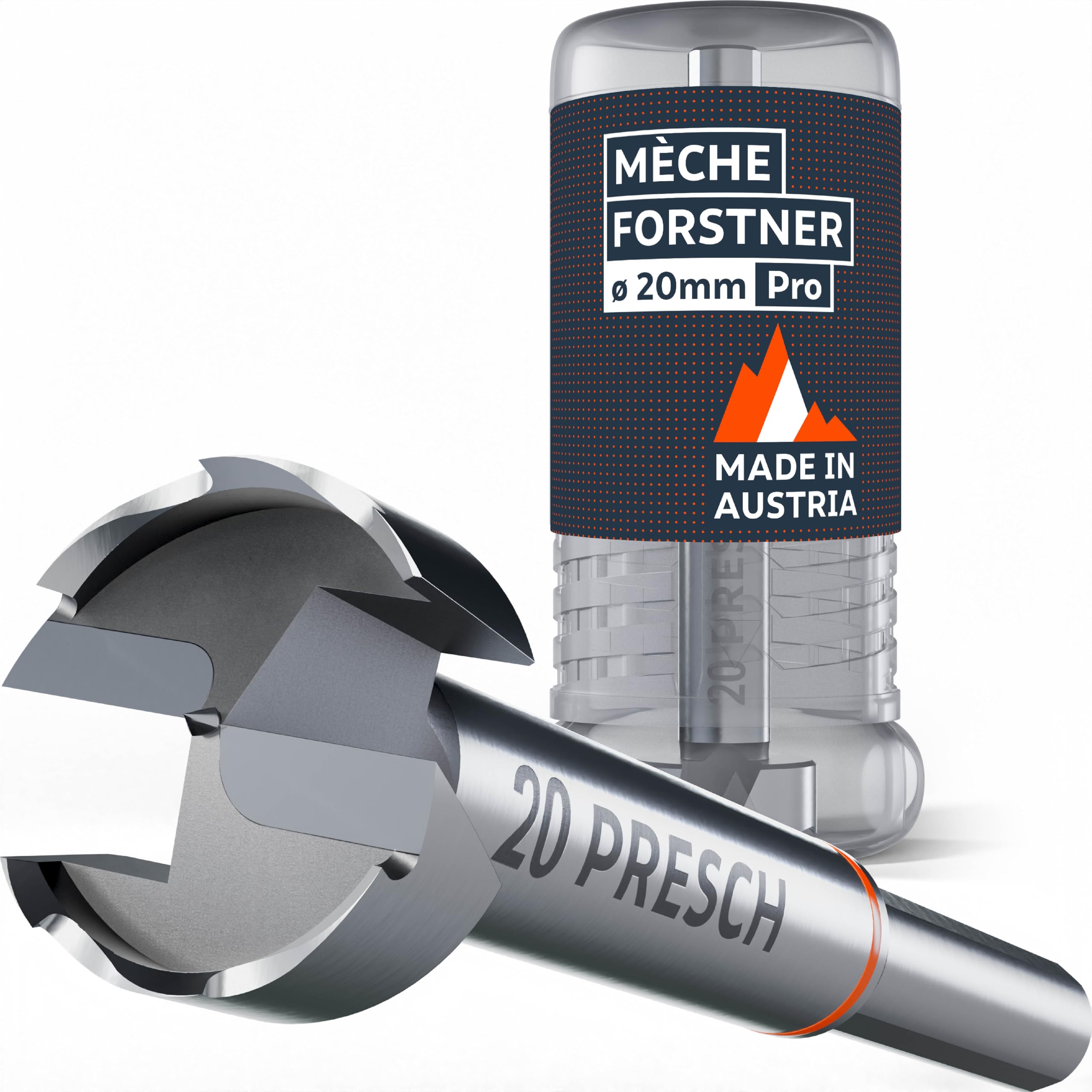 Presch Mèches Forstner Ø 20mm - Coupe-trou ultra tranchant et durable - Pointe de centrage de haute précision pour des trous ronds parfaits - Performance fiable avec une longévité optimisée