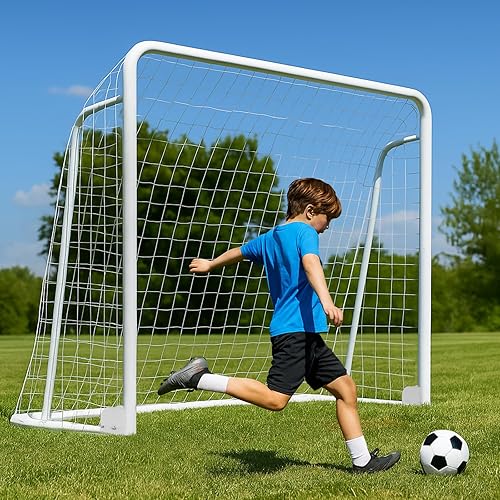 MOPHOTO Portería de fútbol, 6x48x610x6.512x616x718.5x6.521x724x8 pies para patio trasero, portería de fútbol de tamaño completo para adolescentes y