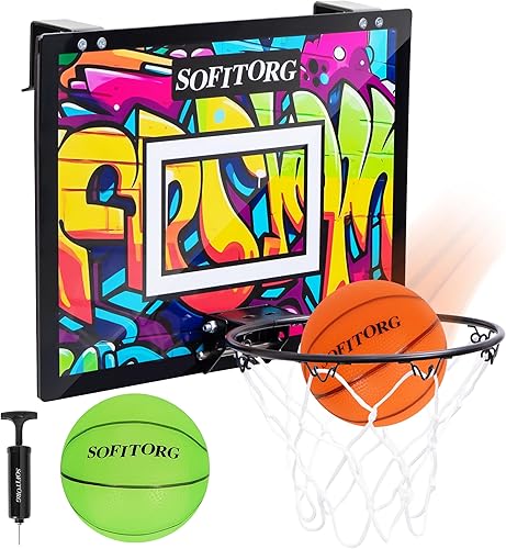 Aro de baloncesto sobre la puerta, mini aro de baloncesto para interiores con borde flexible plegable, juego de aro de baloncesto de montaje en