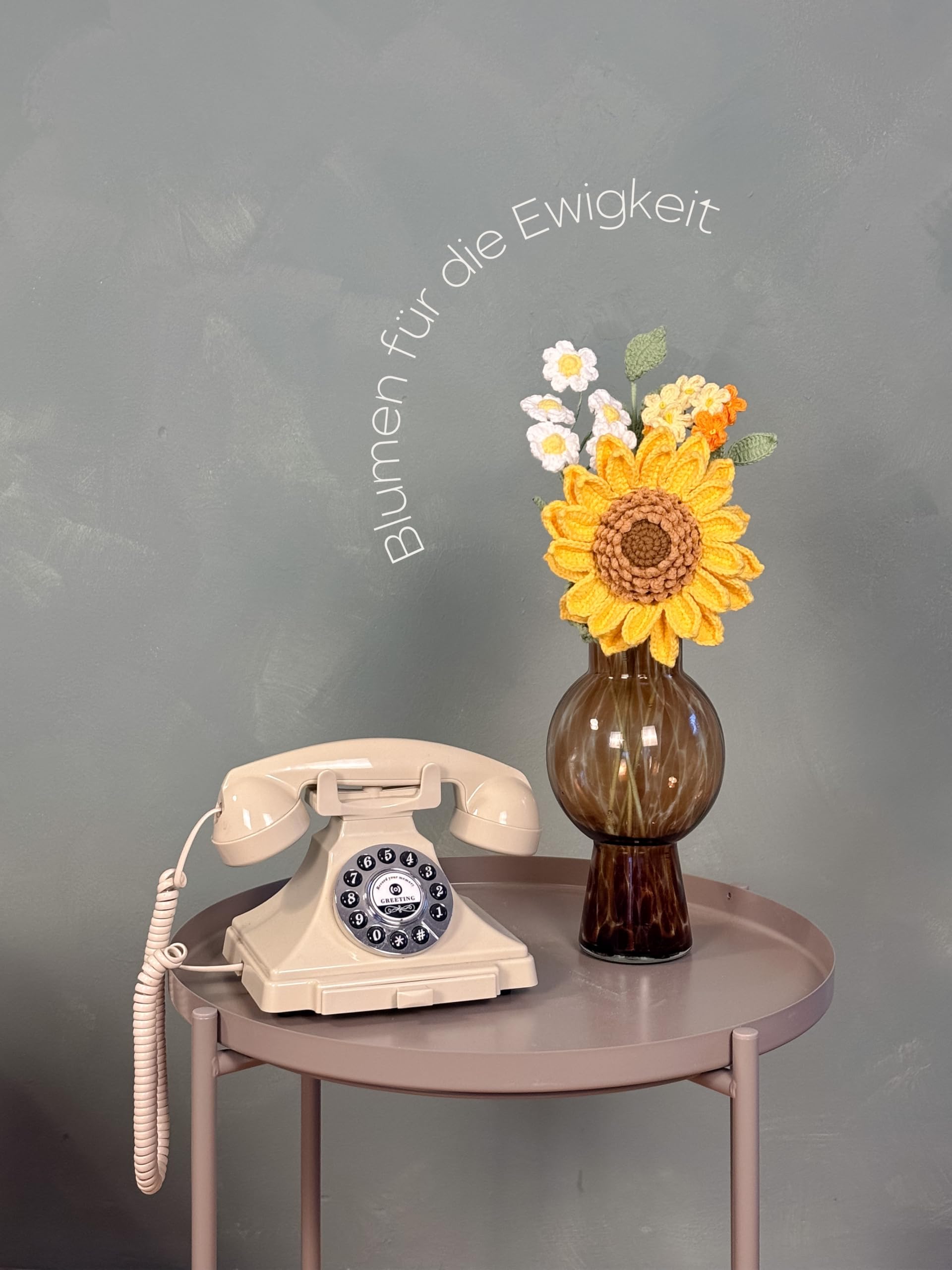 Häkelblumenstrauß Sunflower, gehäkelter Blumen-Strauß | Handmade crochet flowers, Blumenarrangement, als Geschenk für Freundin oder Mutter zum Muttertag