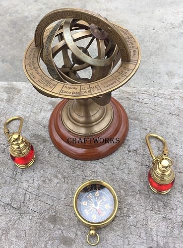 Miniatura 2 de Esfera de latón de astrolabio náutico marítimo armilar coleccionable globo hecho a mano