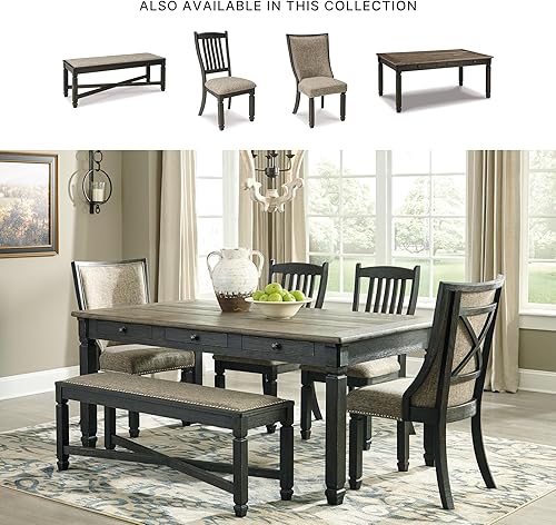 Miniatura 6 de Signature Design by Ashley Tyler Creek - Banco de comedor tapizado moderno de granja, acabado negro antiguo