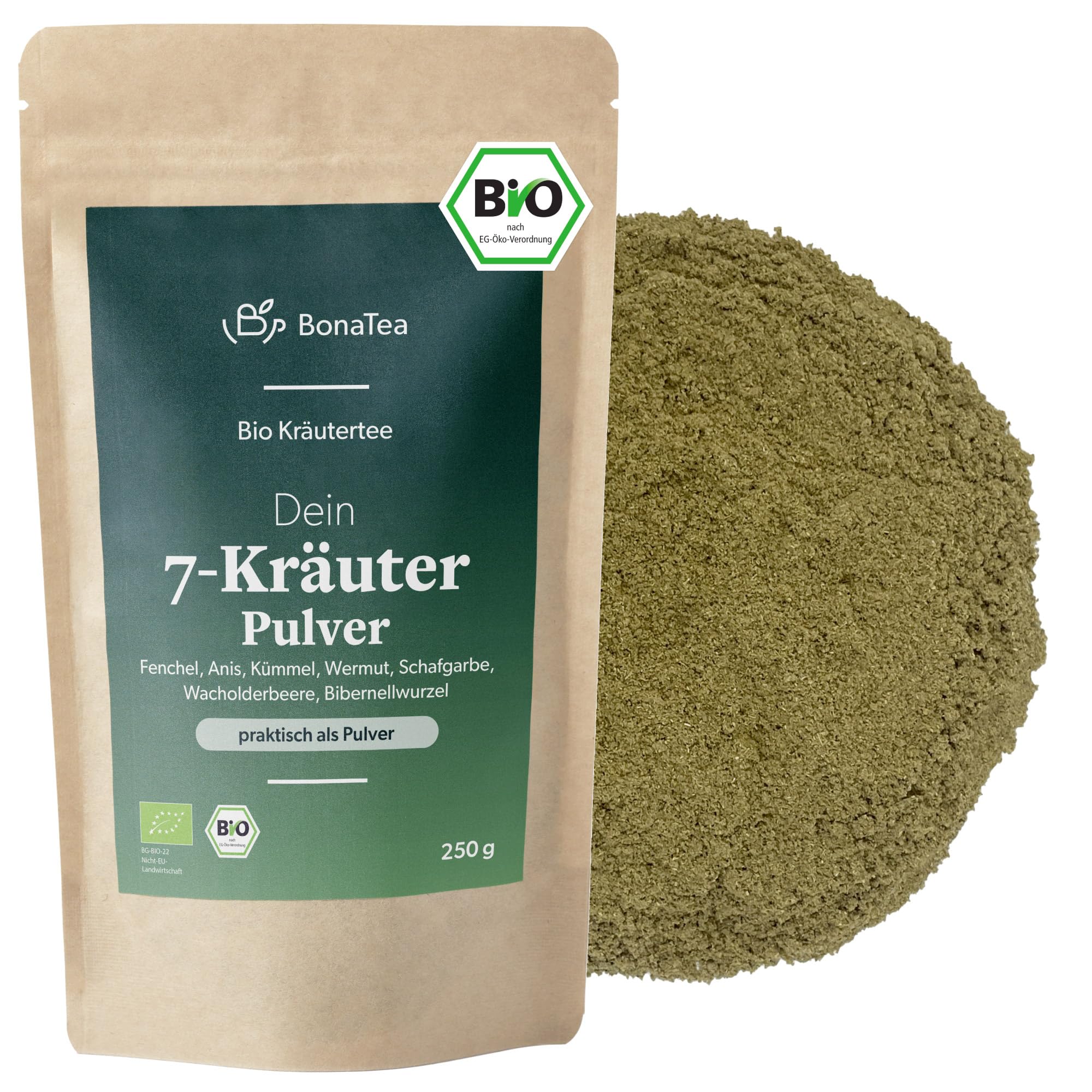 BIO 7-Kräuter-Pulver nach Bertrand Heidelberger EU Organic - traditionelle Bitterkräuter, stark bitteres Pulver, 250g