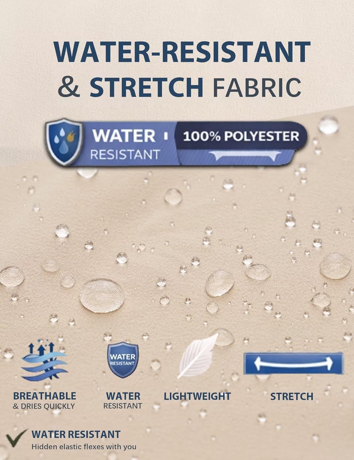 Mens Golf Pants Stretch Work Dress 30"/32" Water-Resistant Quick Dry Chinos Trousers with Pockets for Business Travel