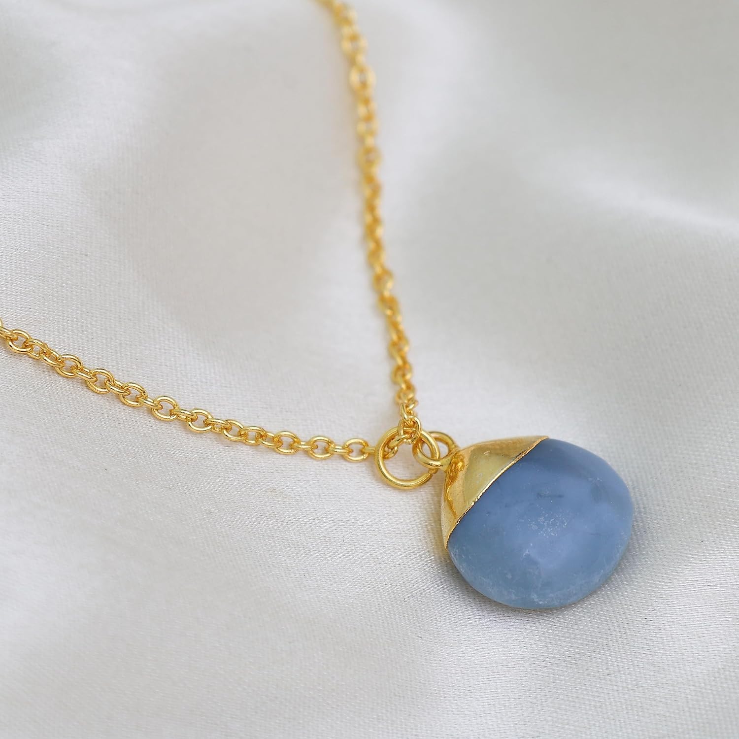 Gempires Natural Handmade Teardrop Gemstone Pendant Necklace Stylish Elegant Crystal Jewelry Hypoallergenic 18 Inch Gold Plated Unique Trendy Western Jewerly For Women - Image 5