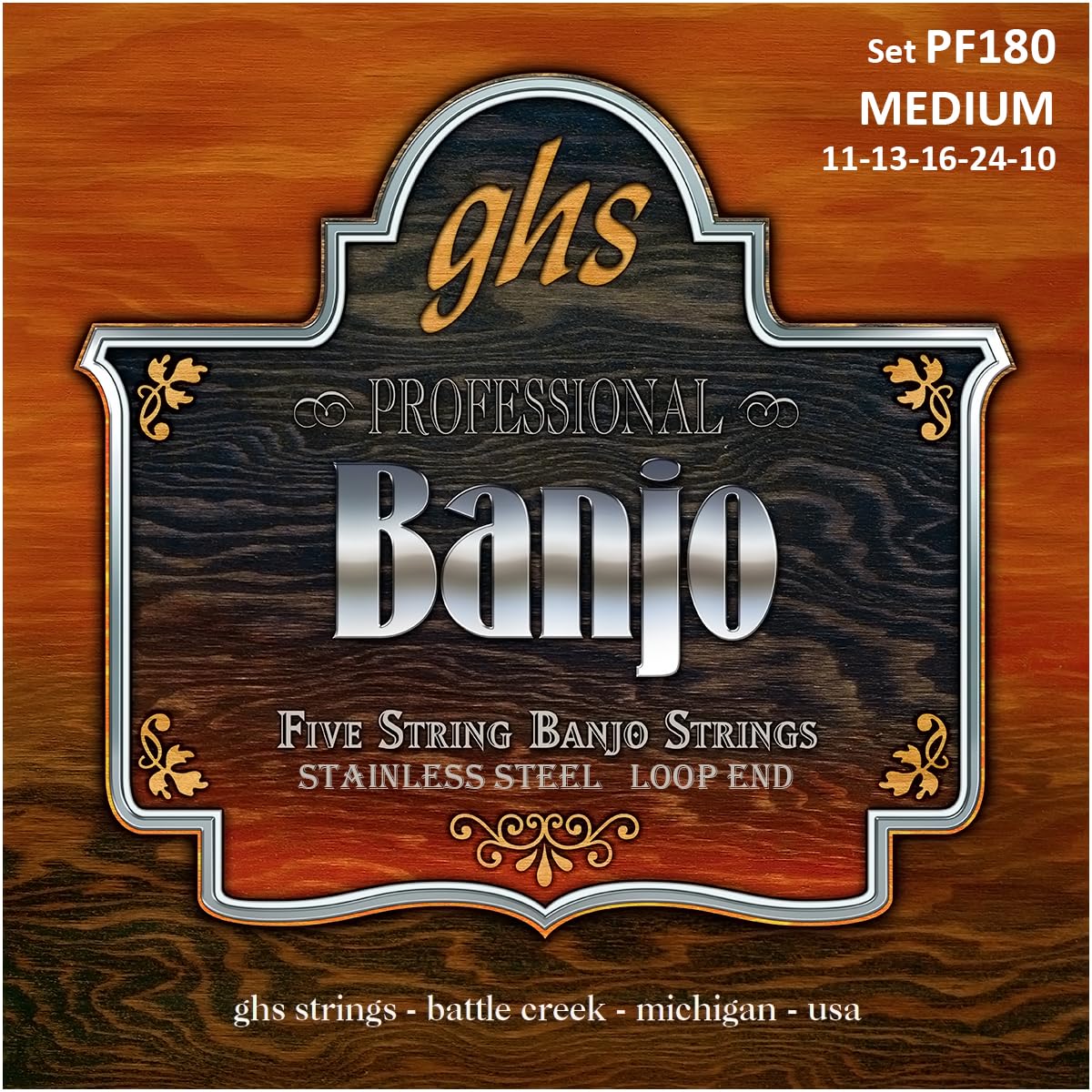 GHS PF 180 Banjo M Acero Inoxidable 5-cuerdas (lazo)