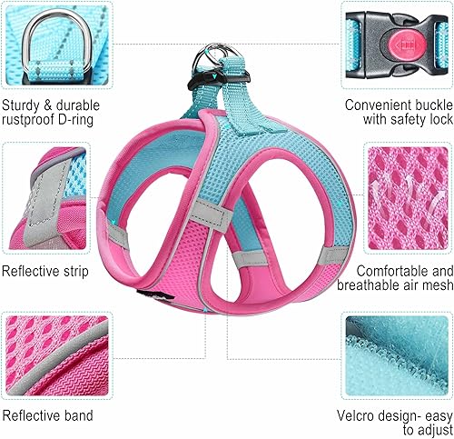 Miniatura 2 de Arnés para perro con correa, arnés reflectante ajustable sin tirones con chaleco acolchado grueso para perros extrapequeñospequeños y medianos