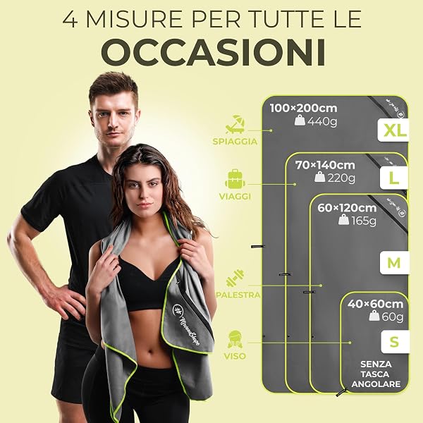 NirvanaShape Asciugamani in microfibra | assorbenti, leggeri, asciugano in fretta | Asciugamani da bagno, asciugamani da viaggio, spiaggia, asciugamani sportivi | Ideali per fitness, yoga, sauna - 5