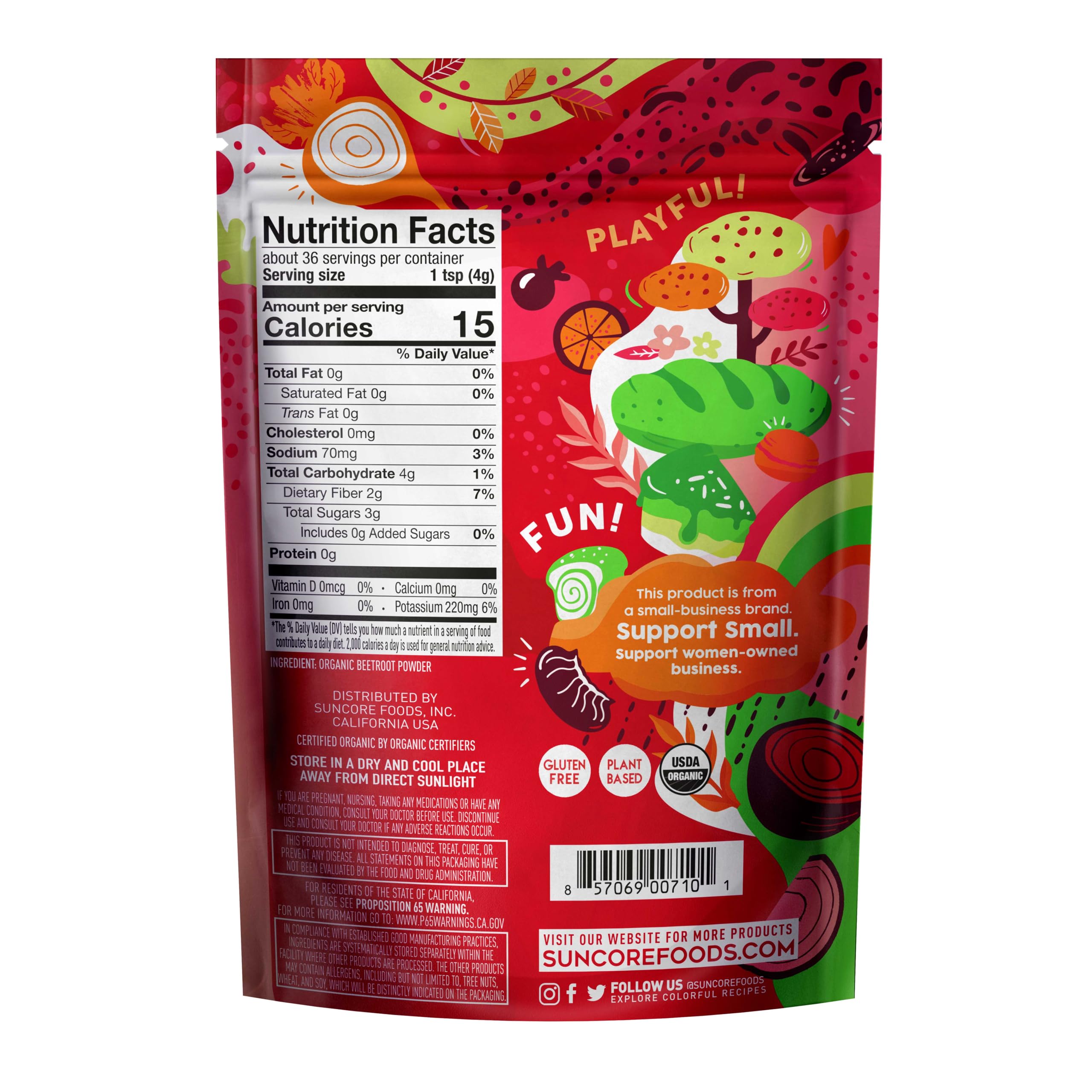 Polvo orgánico de remolacha roja, polvo colorante de alimentos rojos, sin gluten, sin OMG, orgánico 5 onzas (paquete de 1) 2