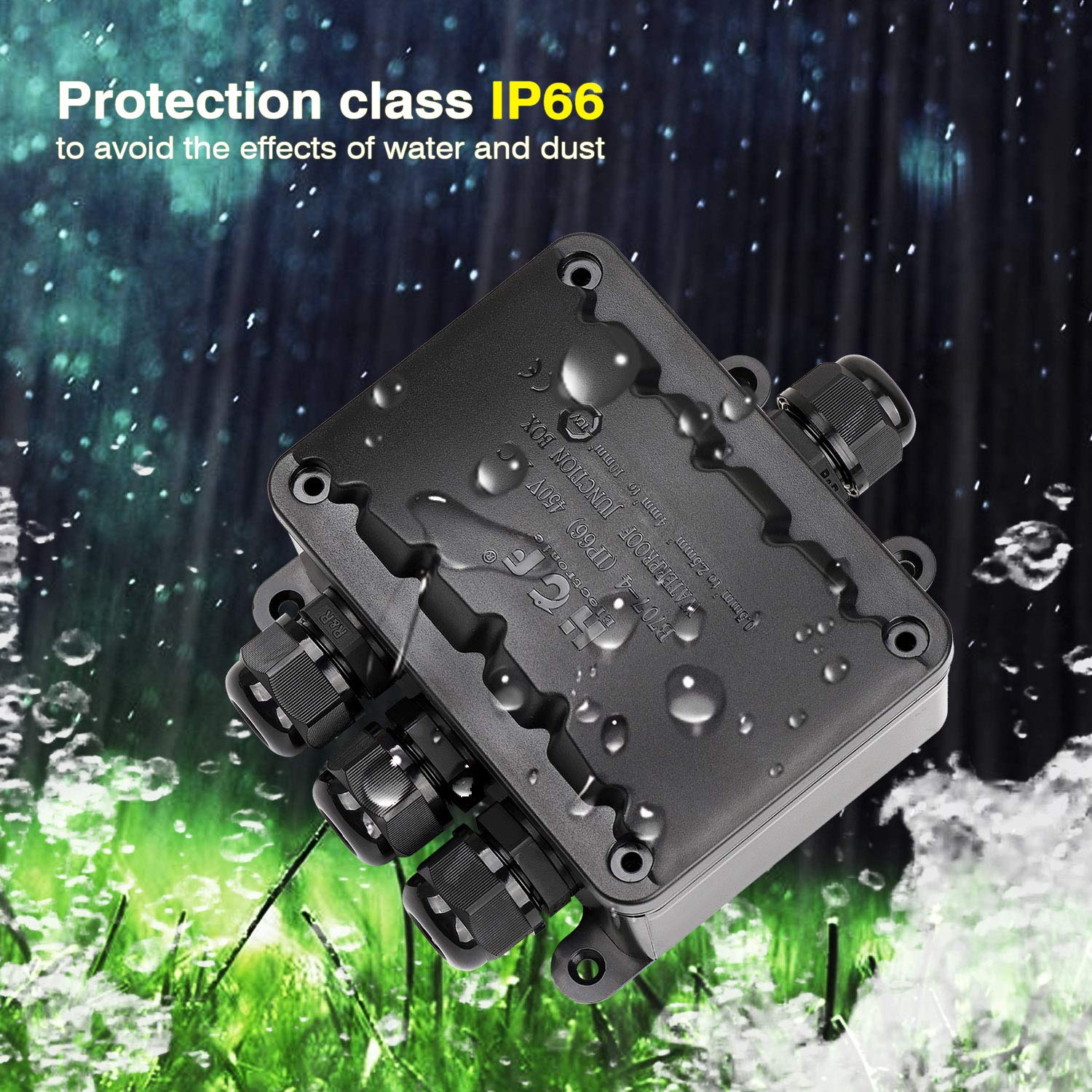 Chefic Junction Box, IP66 Waterproof Cable Connector Large 4Way Outdoor Junction Box