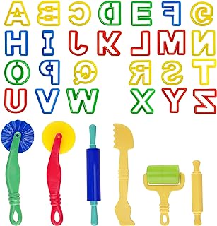 Kare and Kind Smart Dough Tools set of 32pcs with Dough tools and Capital Letters (Alphabet) – Assorted color (Capital letters)