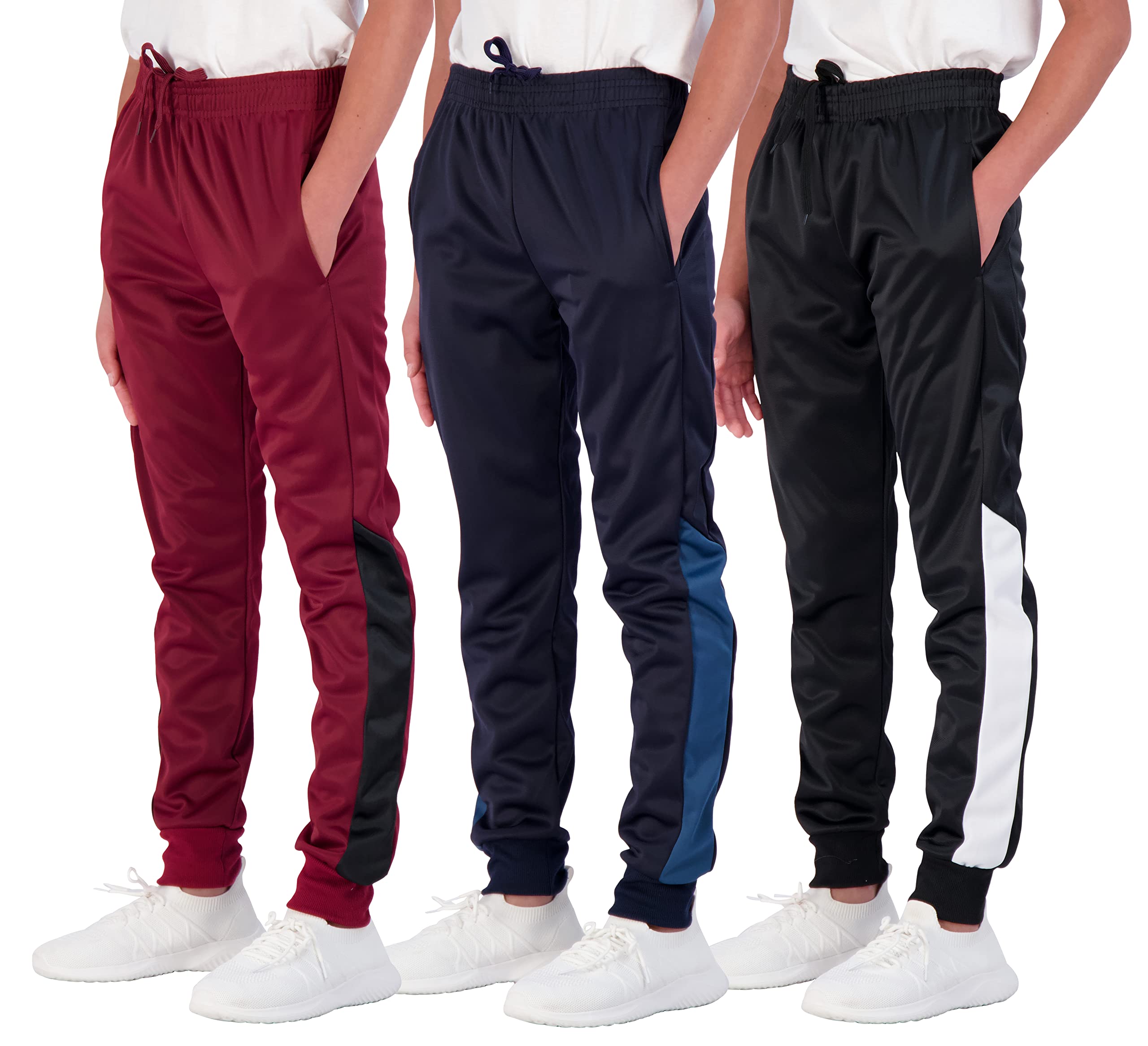 Real Essentials3 Pack: Boy's Active Athletic Casual Jogger Sweatpants with Pockets