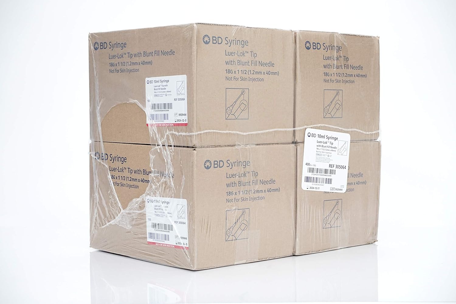 Becton Dickinson Syringes, Luer-Lok Tip, Blunt Fill Needle, 10ML, 18G x 1.5", 1.2MM x 40MM, 305064 (Case of 400) : Industrial & Scientific