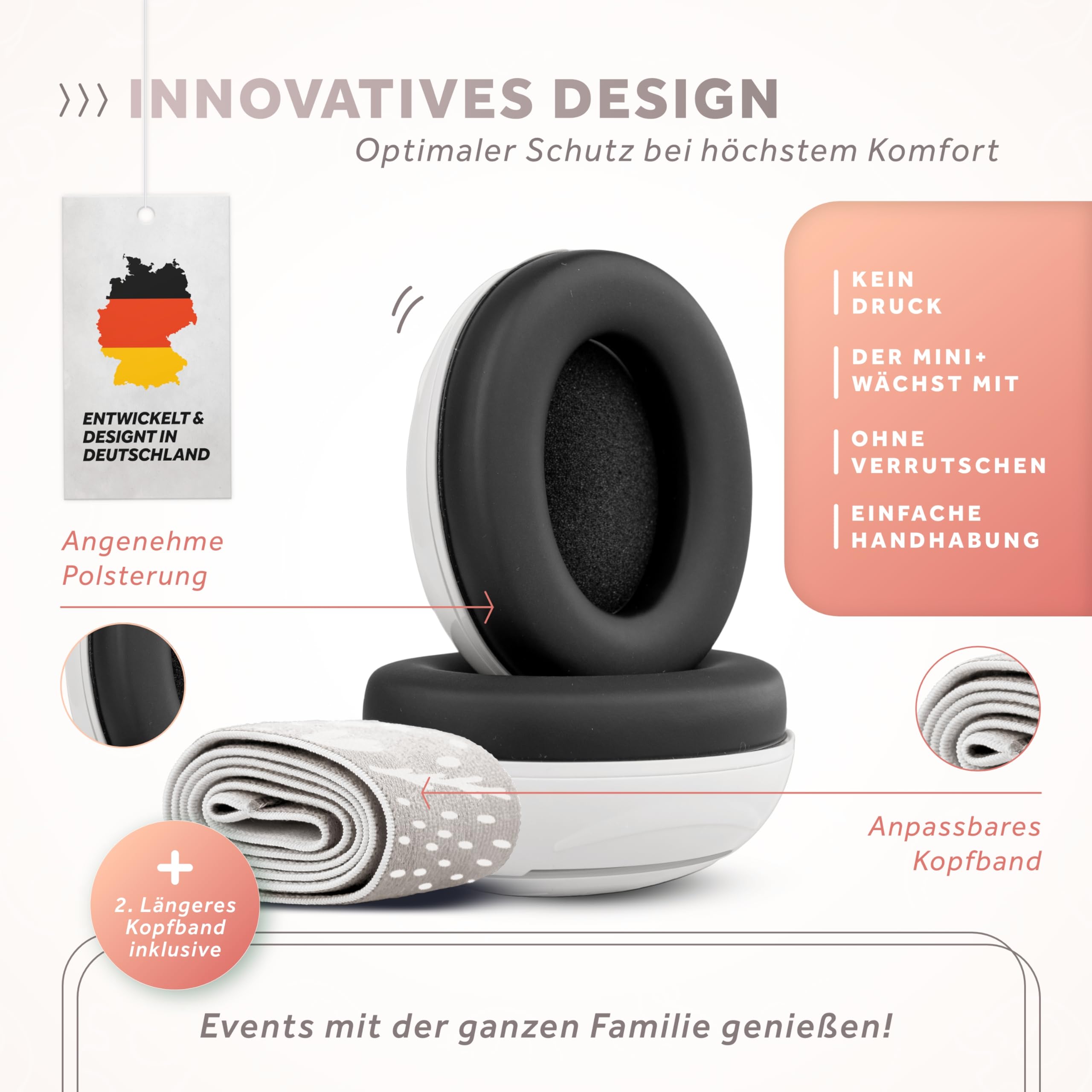 Schallwerk ® Mini+ (Bear Dusty) - Ohrenschützer für Kleinkinder - Hochwertige Lärmschutz Kopfhörer Kinder - Gehörschutz Kinder, Gehörschutz Baby, Ohrenschützer Baby Kopfhörer Lärmschutz