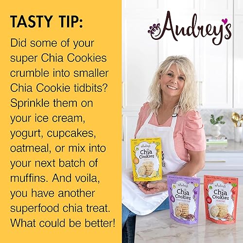 Miniatura 10 de Audrey's Galletas de chía (almendra, paquete de 2) - Natural, antioxidantes, omega-3, sin OMG