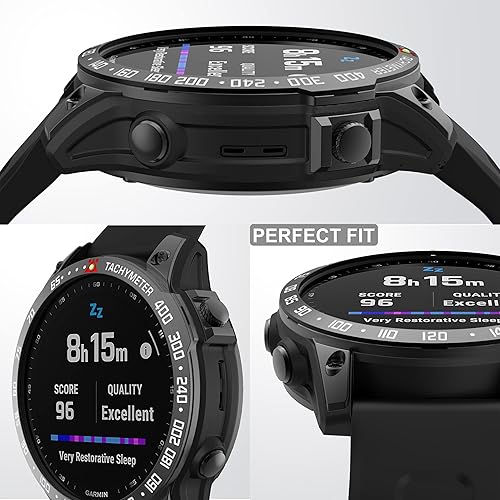 Miniatura 3 de Anillo de bisel compatible con Garmin Fenix 7 Sapphire Solar/Fenix 7 Solar, anillo de bisel de acero inoxidable, cubierta adhesiva antiarañazos