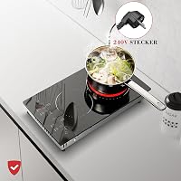 Hobsir Üvegkerámia Főzőlap 2 Zónás 30cm 3000W Érintésvezérlés 5