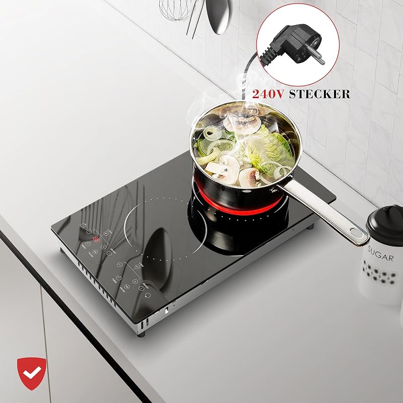 Hobsir Üvegkerámia Főzőlap 2 Zónás 30cm 3000W Érintésvezérlés