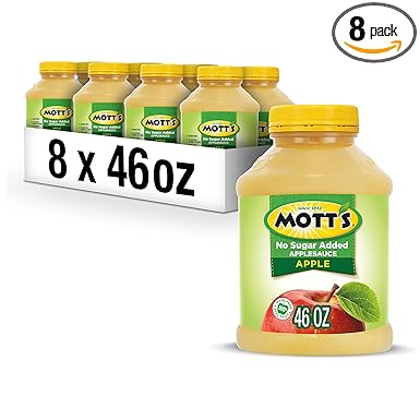 Mott's No Sugar Added Applesauce, 46 Oz Jar (Pack Of 8), Good Source Of Vitamin C, No Artificial Flavors