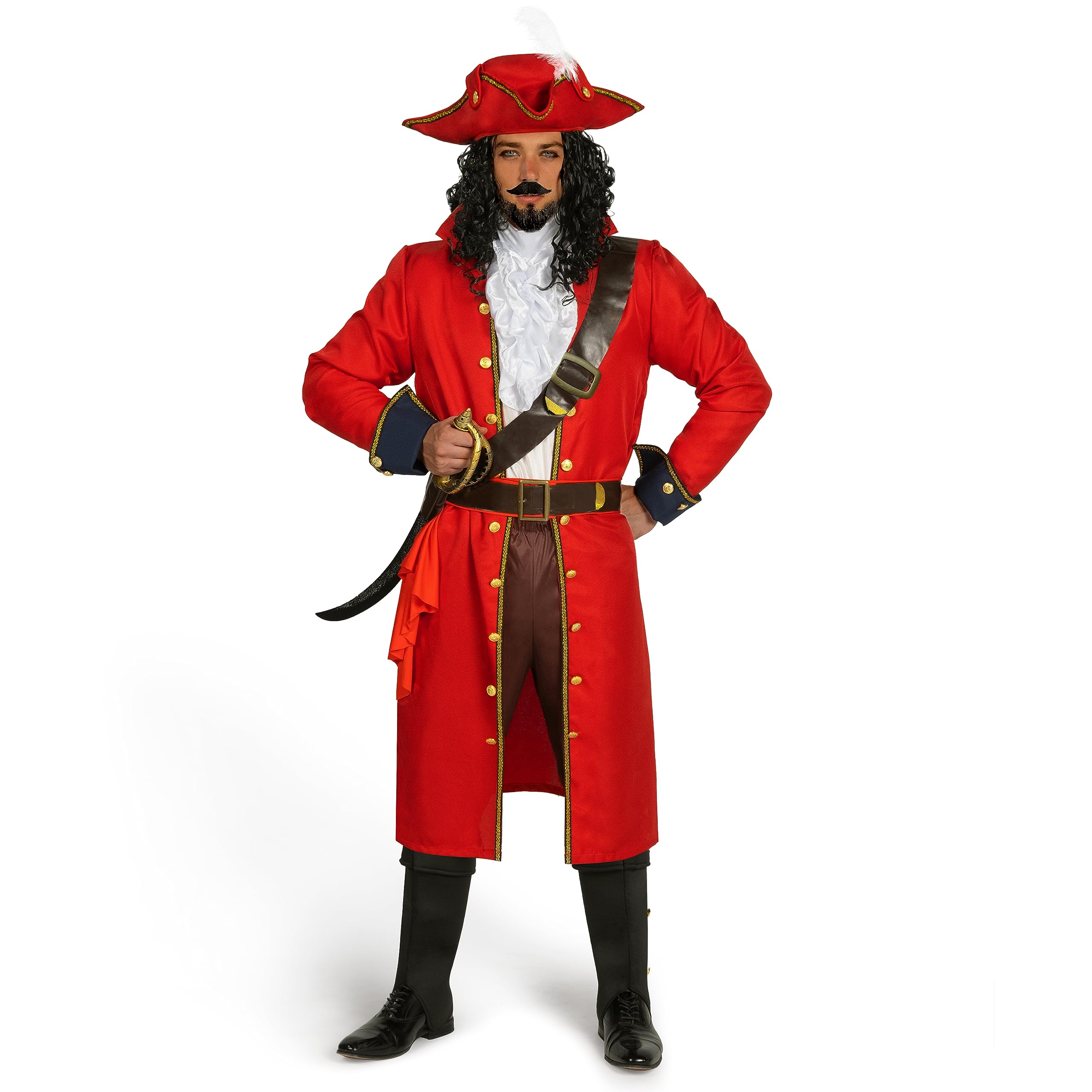Spooktacular Creations Mens Pirate Captain Costume Set, Deluxe Captain Outfit for Adult Halloween Dress Up Party Cosplay