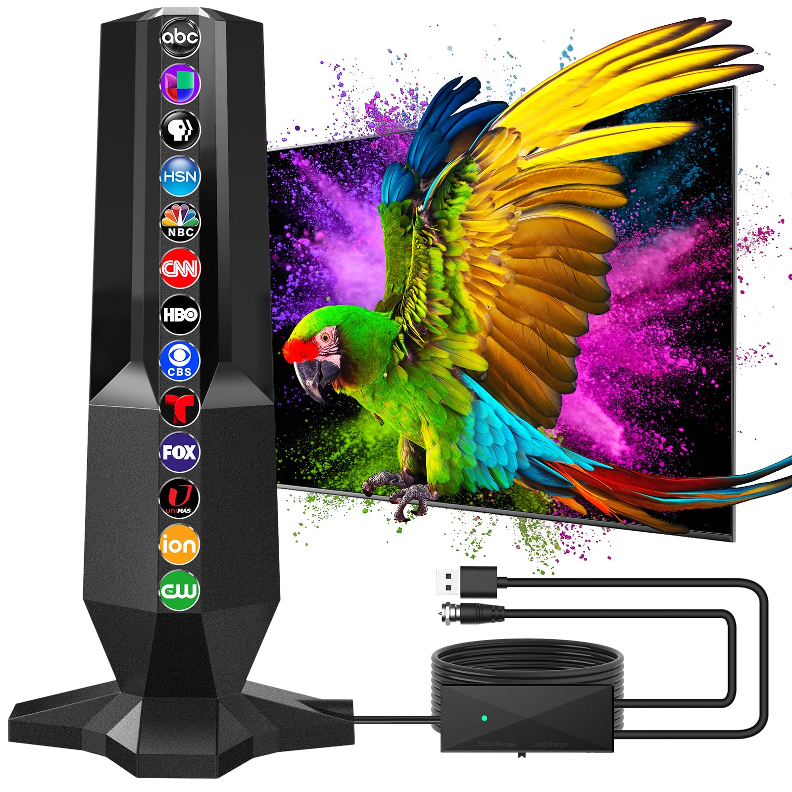 2024 TV Antenna,Digital Antennas for Smart TV Indoor 800 Miles Range Reception,TV Antenna Indoor Support 4K 1080p TVs-TV Antenna for Local Channels with Amplifier and Signal Booster-30ft Coax Cable