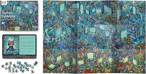 Miniatura 5 de Techno Dystopia by Evermade - Rompecabezas misterioso de mensaje oculto para adultos, 1000 piezas, arte bellamente detallado de 20 x 28 pulgadas