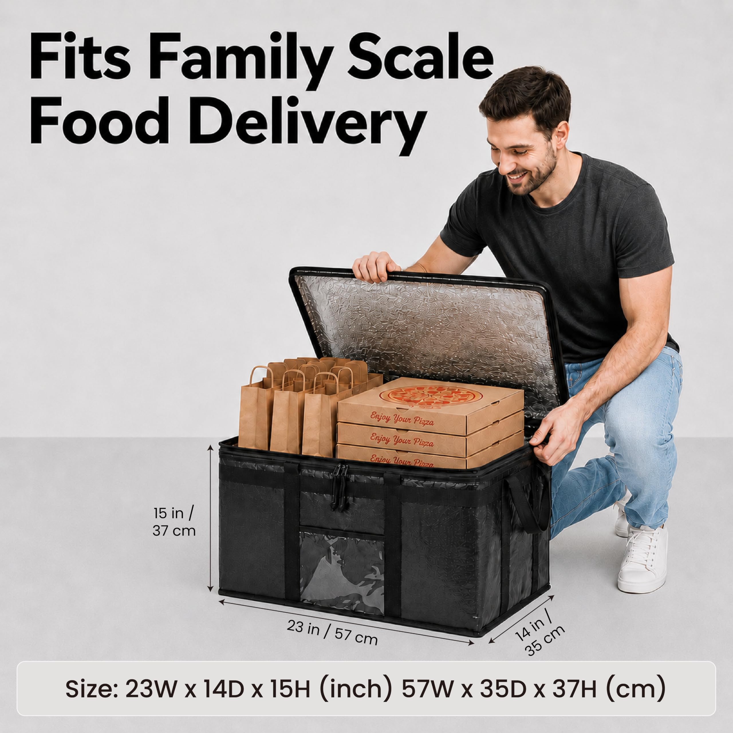 NZ Home Borsa per la consegna di cibo commerciale, XXXL Borsa per la spesa isolata, (confezione da 1)