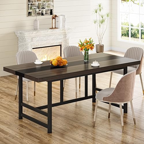 Tribesigns Mesa de comedor para 6 personas, 70 pulgadas, mesa de hogar y cocina, mesa de comedor grande de madera con marco de metal para reuniones
