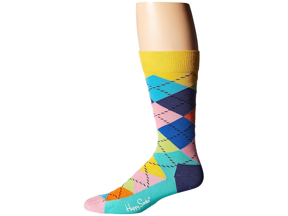 

Happy Socks Argyle Socks (Pastel/Yellow) Men's Crew Cut Socks Shoes, Multi