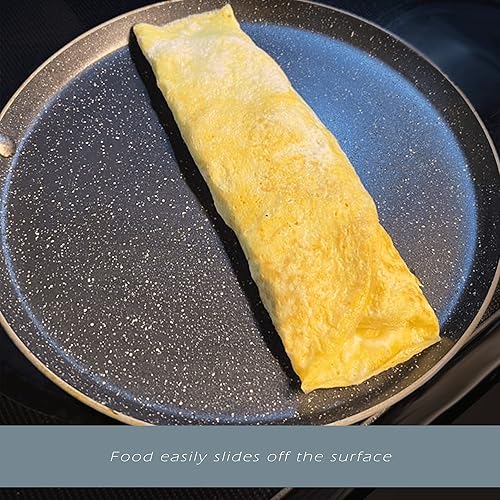 Miniatura 5 de RICOVERO Sartén de cerámica antiadherente de triple capa para estufa y placa de inducción con acabado de piedra resistente a las manchas, sartén