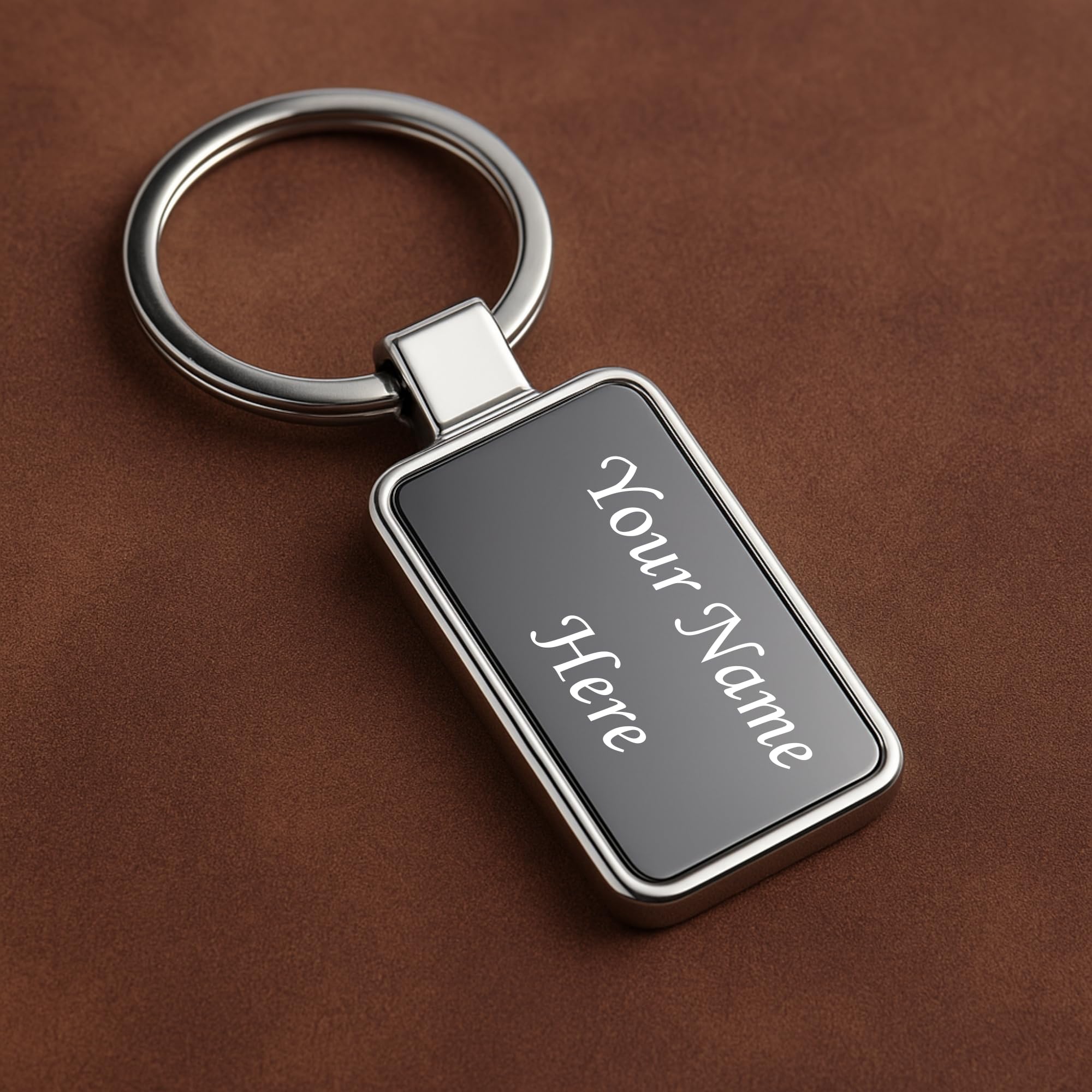 Personalized Double-Sided Metal Keychain, Premium Silver Finish, Custom Name Engraving, Elegant Gift Key Ring for Men, Women-image-25