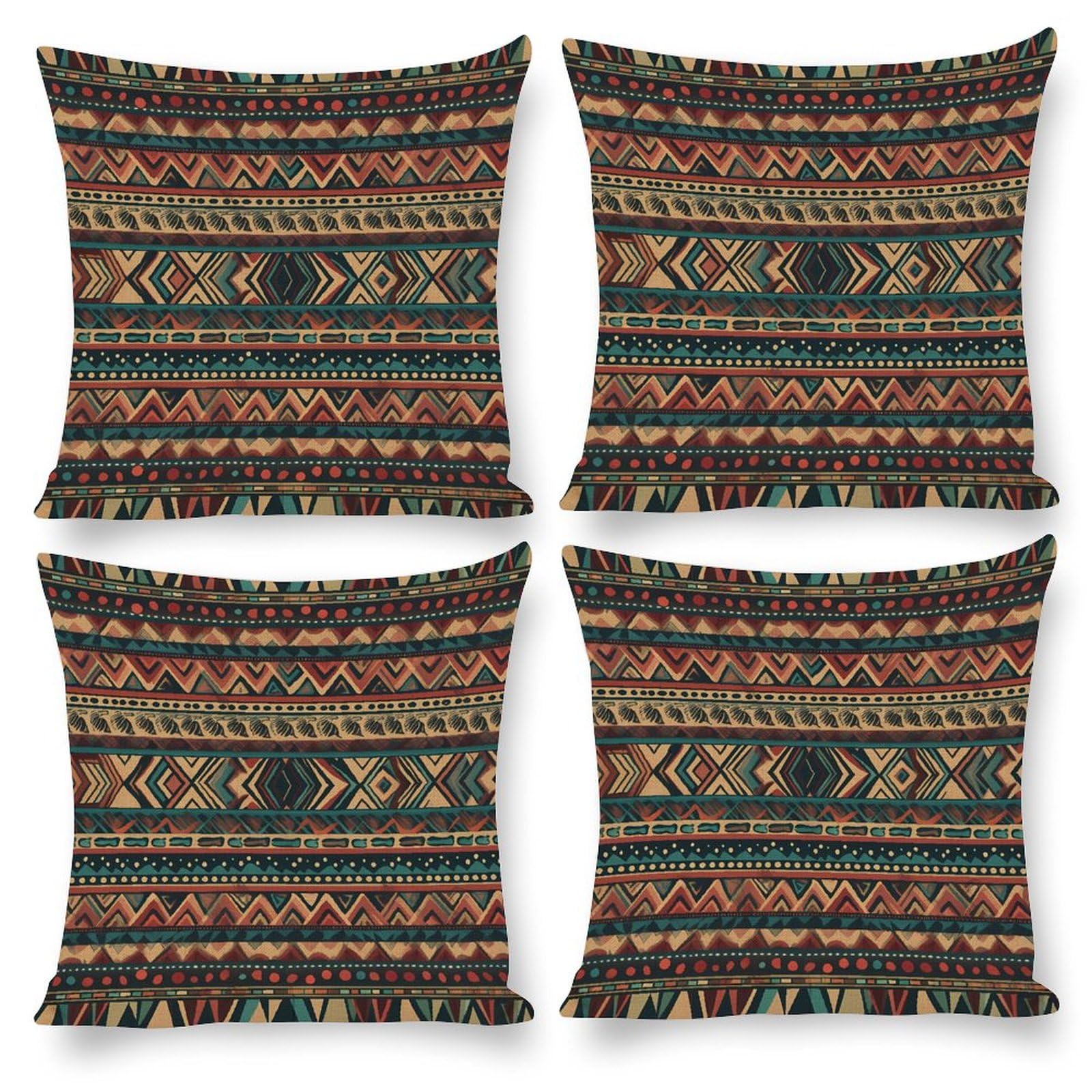 Housse de coussin amérindienne en textile premium avec fermeture éclair robuste pour canapé