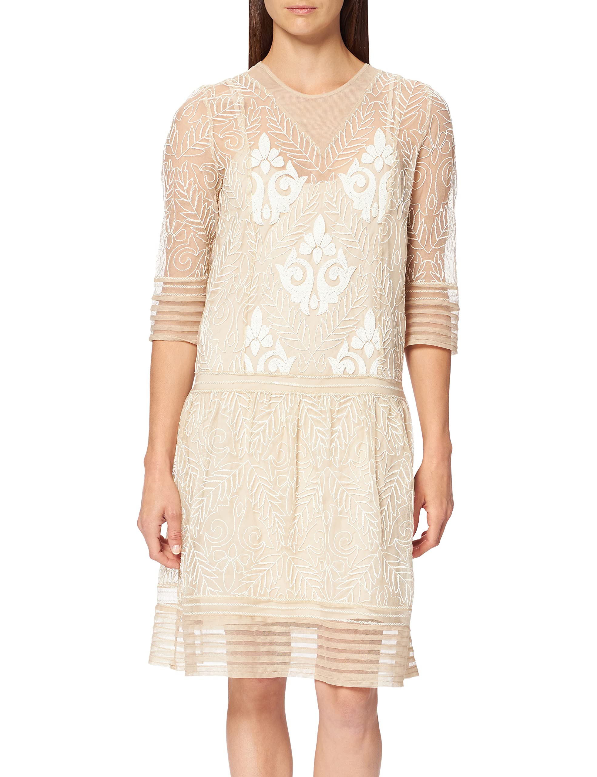 INTROPIA Women's P494VES06133002 Dress, Beige (Stone 002), 8